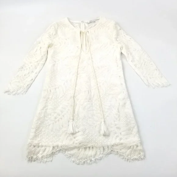 LOVERS + FRIENDS | White Lace Tassel Mini Dress XS - Picture 2 of 12